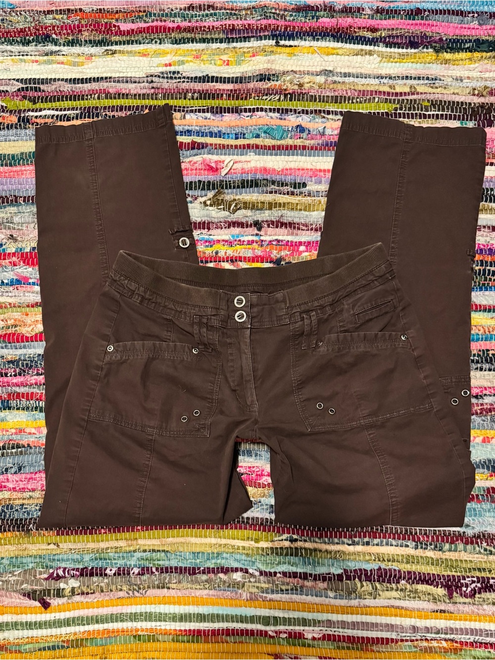 Vintage 2000s Y2K Chicos Low Rise Cargo Pant With Grommet Details